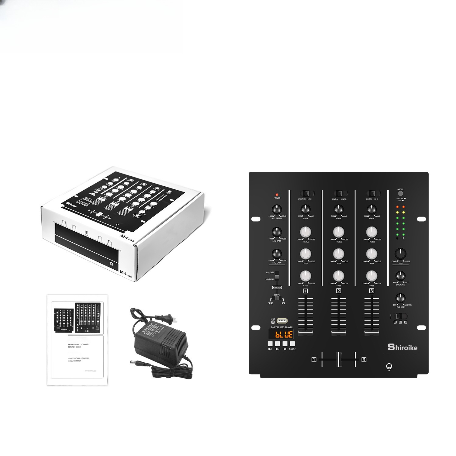 Audio Mixer 4 Channel - 4-Channel DJ Mixer, Professional KTV Stage