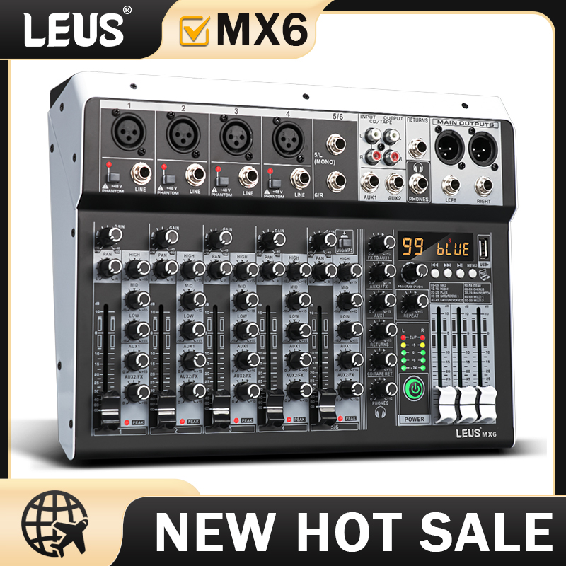 Audio Mixer 4 Channel - LEUS MX6 Channel 99 DSP Effect
