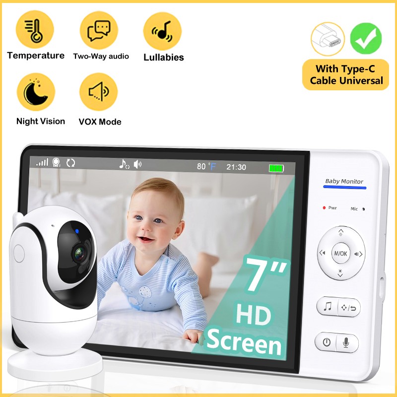 Audio Music To Video - No WiFi 7 Inch Baby Monitor