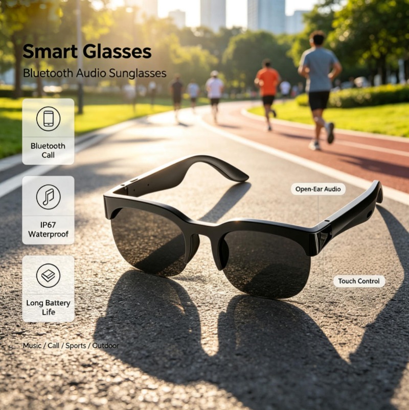 Audio Music To Video - Bluetooth Audio Smart Glasses Open‑Ear Audio