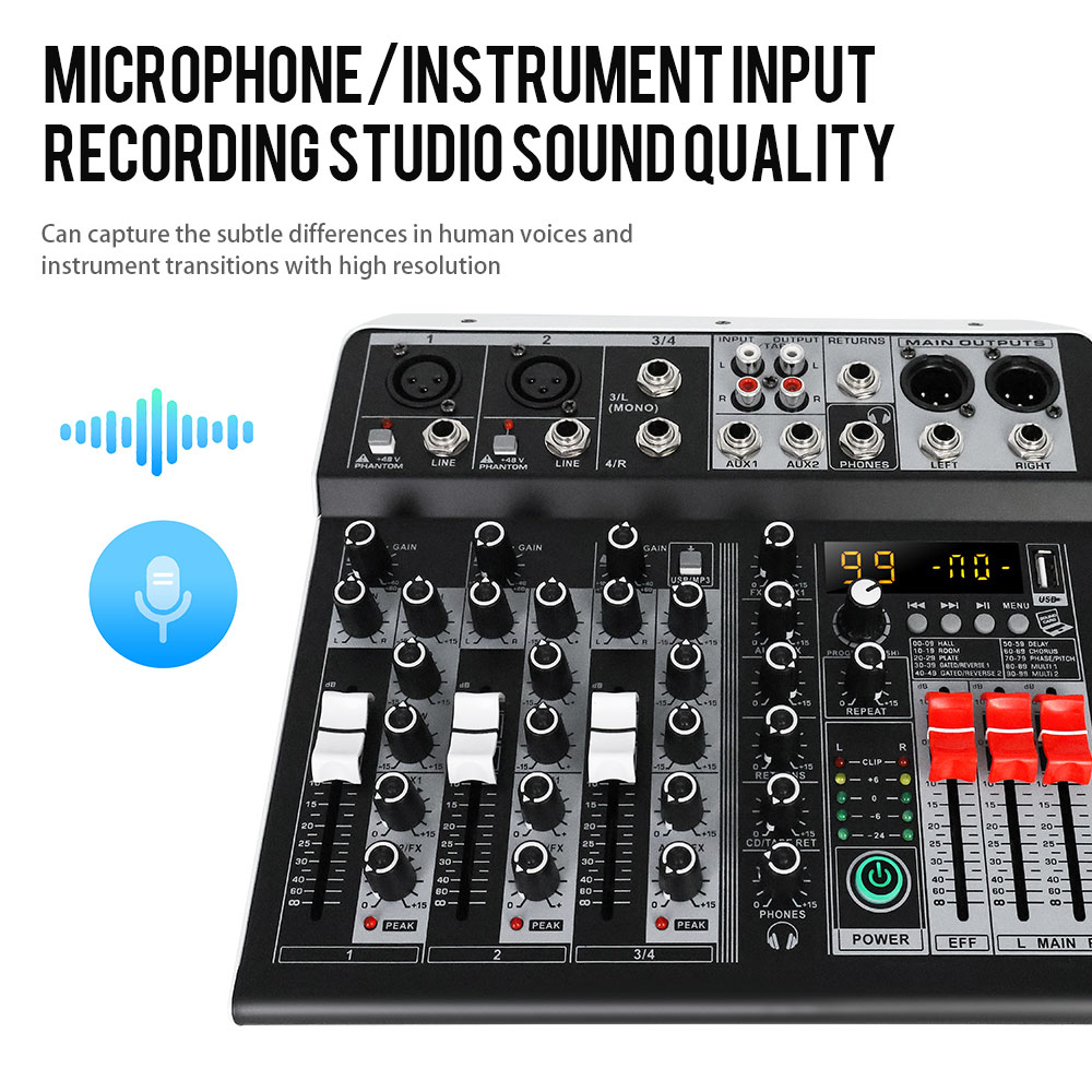 GOOERMI  KT4/6/8 USB Audio Mix - đánh giá và giá Audio Mixer 4 Channel
