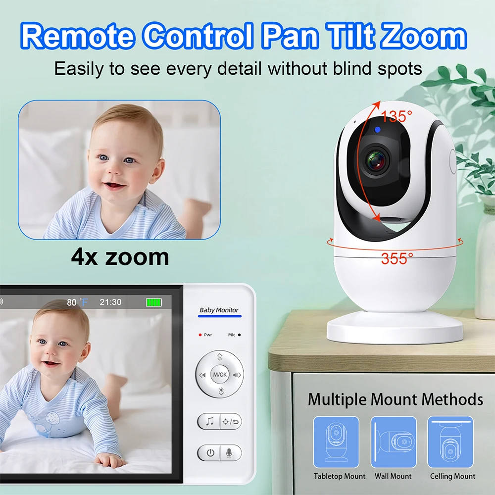No WiFi 7 Inch Baby Monitor 2- - đánh giá và giá Audio Music To Video